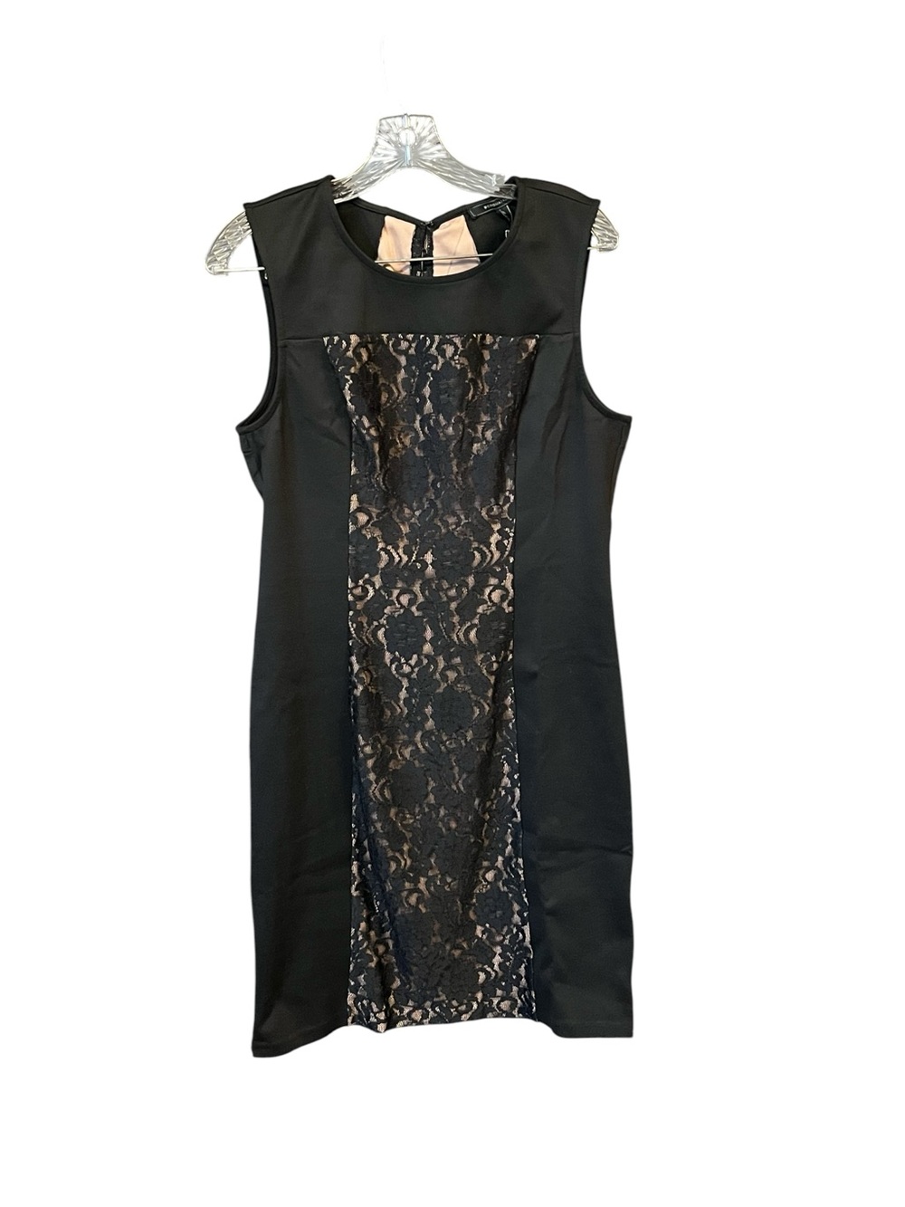 BCBG Max Azria Sheath Dress Women L Black Lace Panel Sleeveless Cocktail NWT